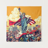 Patriotische Freiheitsparade - Vintager 4. Juli Wandteppich (Vorderseite)