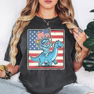 Patriotische Freiheitsstatue Dinosaurier USA T-Shirt