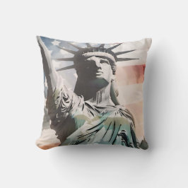 Patriotische Freiheitsstatue und amerikanische Fla Kissen