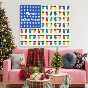 Patriotische Frohe Weihnachten Feiertags-Glühbirne Leinwanddruck