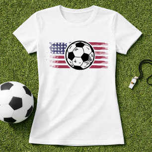 Patriotische Fußballflagge; Fußballgrafik Amerika T-Shirt