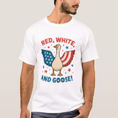Patriotische Gans 4. Juli Coquette USA T-Shirt (Vorderseite)