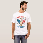 Patriotische Gans 4. Juli Coquette USA T-Shirt (Vorne ganz)