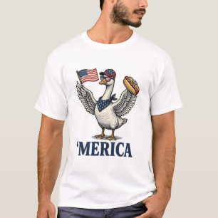 Patriotische Gans 'Merica Hot Dog Vintage-Shirt De T-Shirt