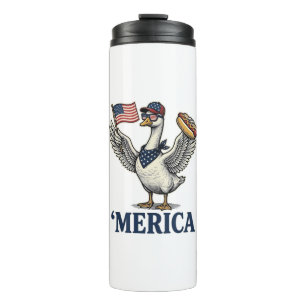 Patriotische Gans 'Merica Hot Dog Vintage-Shirt De Thermosbecher
