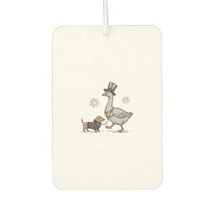 Patriotische Gans und Dachshund Vintage-Shirt-Desi Autolufterfrischer