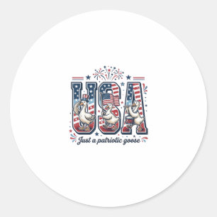 Patriotische Gans USA Vintage Fourth of July-Shirt Runder Aufkleber