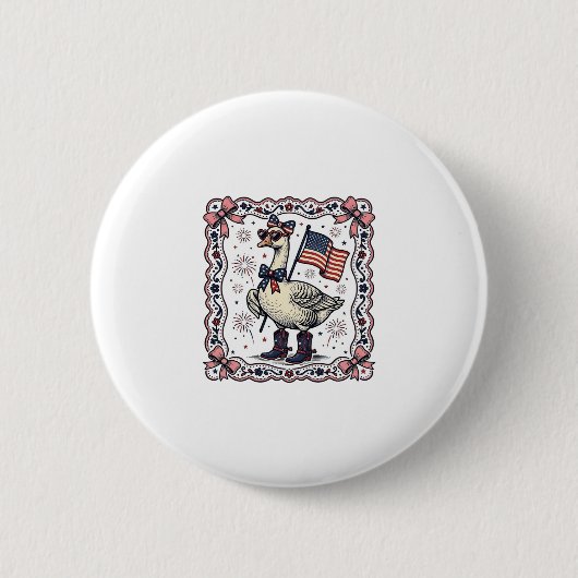 Patriotische Gans Vintage-Stich Button (Vorderseite)