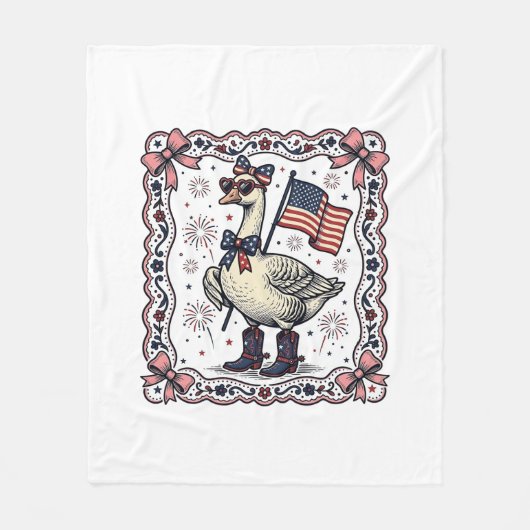 Patriotische Gans Vintage-Stich Fleecedecke (Vorderseite)