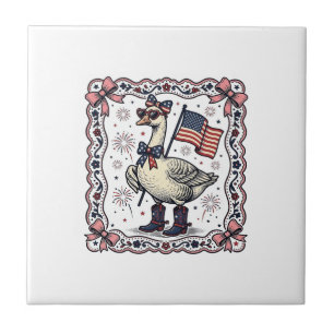 Patriotische Gans Vintage-Stich Fliese