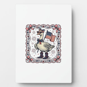 Patriotische Gans Vintage-Stich Fotoplatte