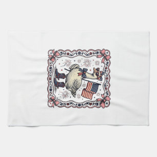 Patriotische Gans Vintage-Stich Geschirrtuch