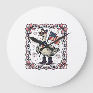 Patriotische Gans Vintage-Stich Große Wanduhr