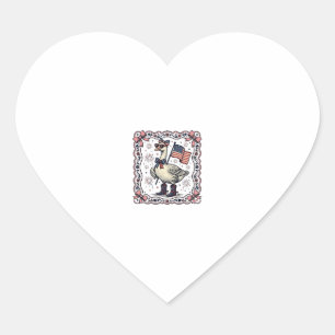 Patriotische Gans Vintage-Stich Herz-Aufkleber
