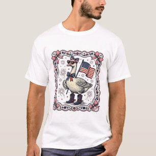 Patriotische Gans Vintage-Stich T-Shirt