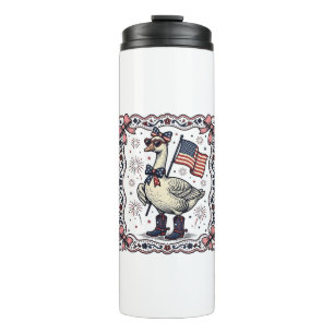 Patriotische Gans Vintage-Stich Thermosbecher