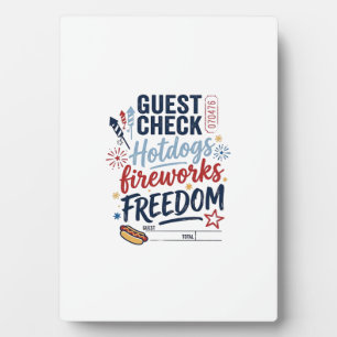 Patriotische Gästekontrolle Hotdogs Feuerwerk Frei Fotoplatte