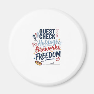Patriotische Gästekontrolle Hotdogs Feuerwerk Frei Magnet