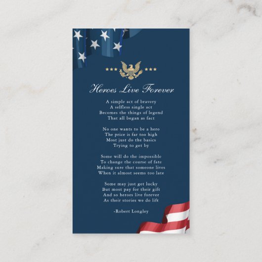 Patriotische Gedenkkarte Visitenkarte (Rückseite)