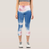 Patriotische Gefärbte Krawatte rot, weiß und blau Capri Leggings (Vorderseite)