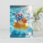 Patriotische Gelbe Gummiente im Pool Einladung (Stehend Vorderseite)