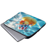 Patriotische Gelbe Gummiente im Pool Laptopschutzhülle (Vorne Knopf)