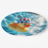 Patriotische Gelbe Gummiente im Pool Pappteller (Schrägansicht)