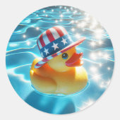 Patriotische Gelbe Gummiente im Pool Runder Aufkleber (Vorderseite)