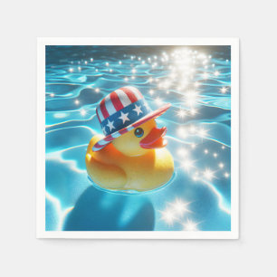 Patriotische Gelbe Gummiente im Pool Serviette