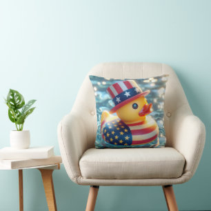 Patriotische gelbe Gummiente Kissen