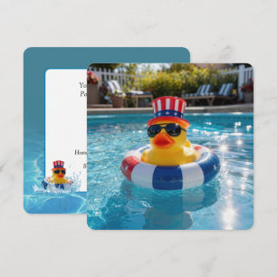 Patriotische gelbe Gummiente Poolparty Einladung