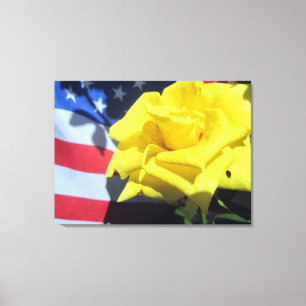 Patriotische Gelbe Rose-Leinwand Leinwanddruck