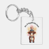 Patriotische Gesichtshühner Schlüsselanhänger (Vorderseite links)