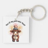 Patriotische Gesichtshühner Schlüsselanhänger (Rückseite)