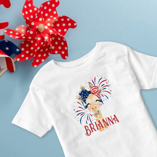 Patriotische Giraffe Personalisiert, rot, weiß und Kleinkind T-shirt