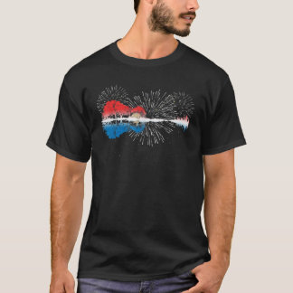 Patriotische Gitarre Reflections 4. Juli Guit T-Shirt