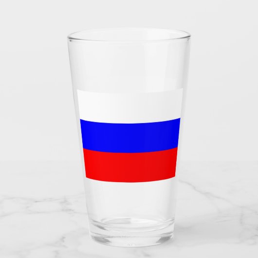 Patriotische Glas-Tasse mit der Flagge Russlands Glas (Vorderseite)