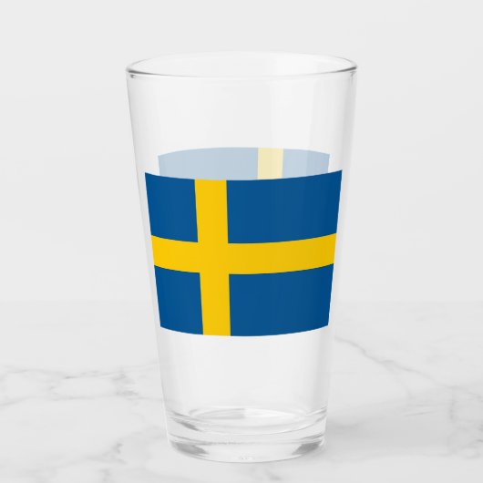 Patriotische Glas-Tasse mit der Flagge Schwedens Glas (Vorderseite)