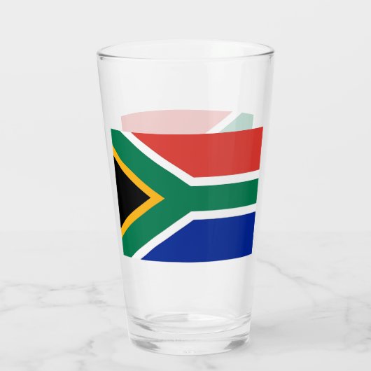 Patriotische Glas-Tasse mit der Flagge Südafrikas Glas (Rückseite)