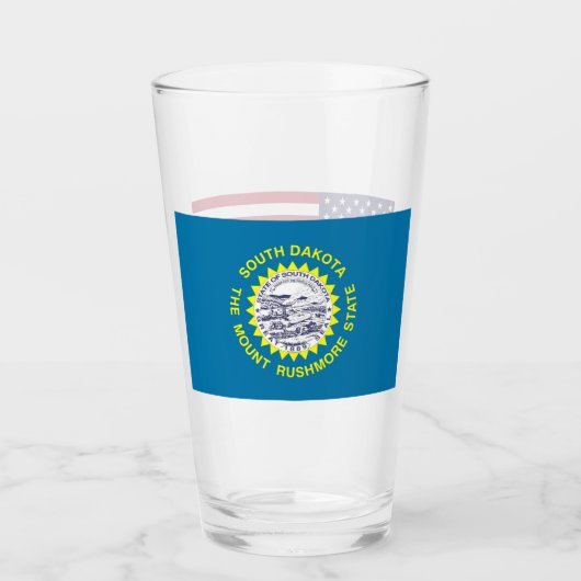Patriotische Glas-Tasse mit der Flagge von South D Glas (Vorderseite)