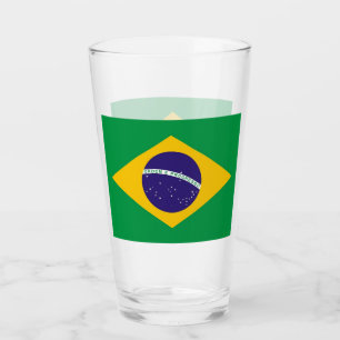 Patriotische Glas-Tasse mit Flagge Brasiliens Glas