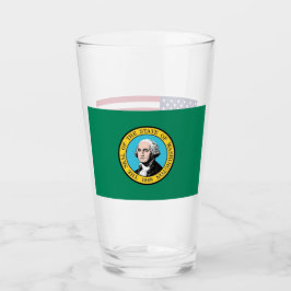 Patriotische Glas-Tasse mit Flagge von Washington Glas