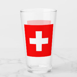 Patriotische Glas-Tasse mit Schweizer Flagge Glas