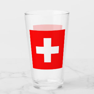 Patriotische Glas-Tasse mit Schweizer Flagge Glas