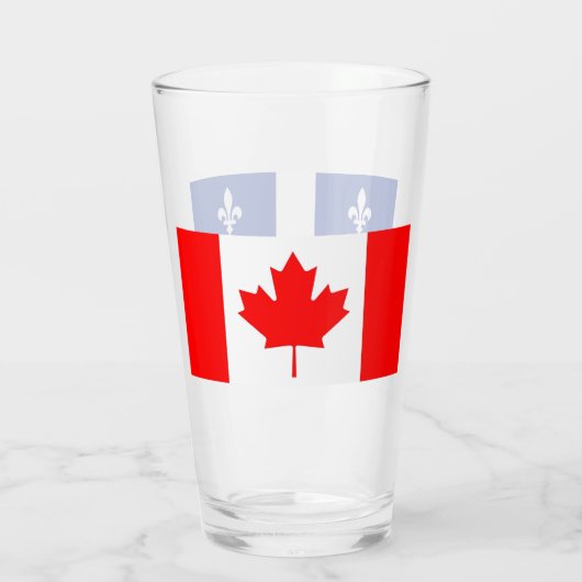 Patriotische Glasbecher mit Flagge Quebec, Kanada Glas (Rückseite)