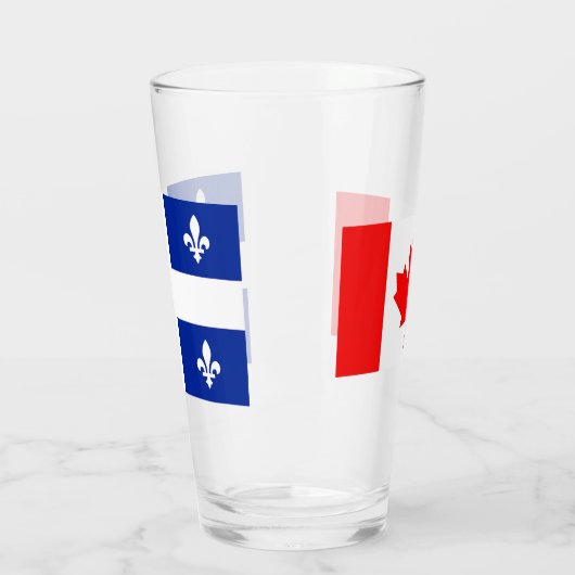 Patriotische Glasbecher mit Flagge Quebec, Kanada Glas (Links)
