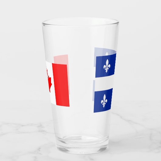 Patriotische Glasbecher mit Flagge Quebec, Kanada Glas (Rechts)