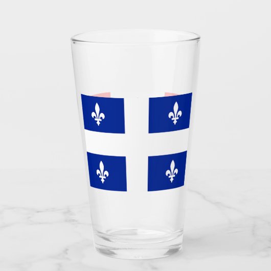Patriotische Glasbecher mit Flagge Quebec, Kanada Glas (Vorderseite)