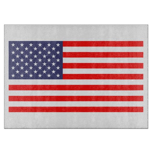 Patriotische Glasschneidplatte mit amerikanischer  Schneidebrett (Vorderseite)