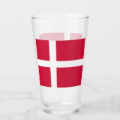 Patriotische Glastasse mit dänischer Flagge Glas (Rückseite)